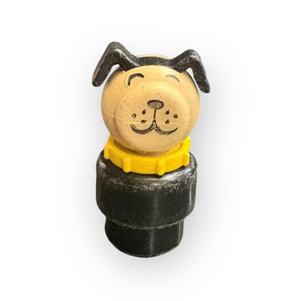 Fisher-Price Little People Animal Figure Dog Black Yellow Collar